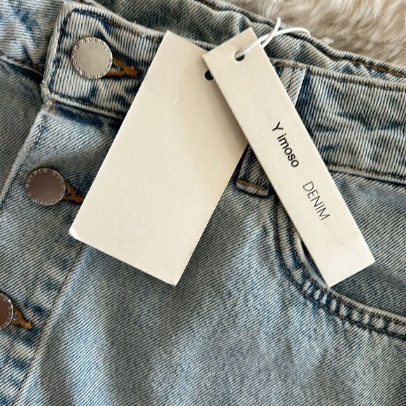 Y imoso Denim distressed Jean skirt, button up front, size 10, NWT - Picture 4 of 8